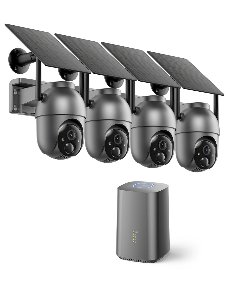 Conico Outdoor Wireless Solar Security Camera System, 4-Camera WiFi Ho