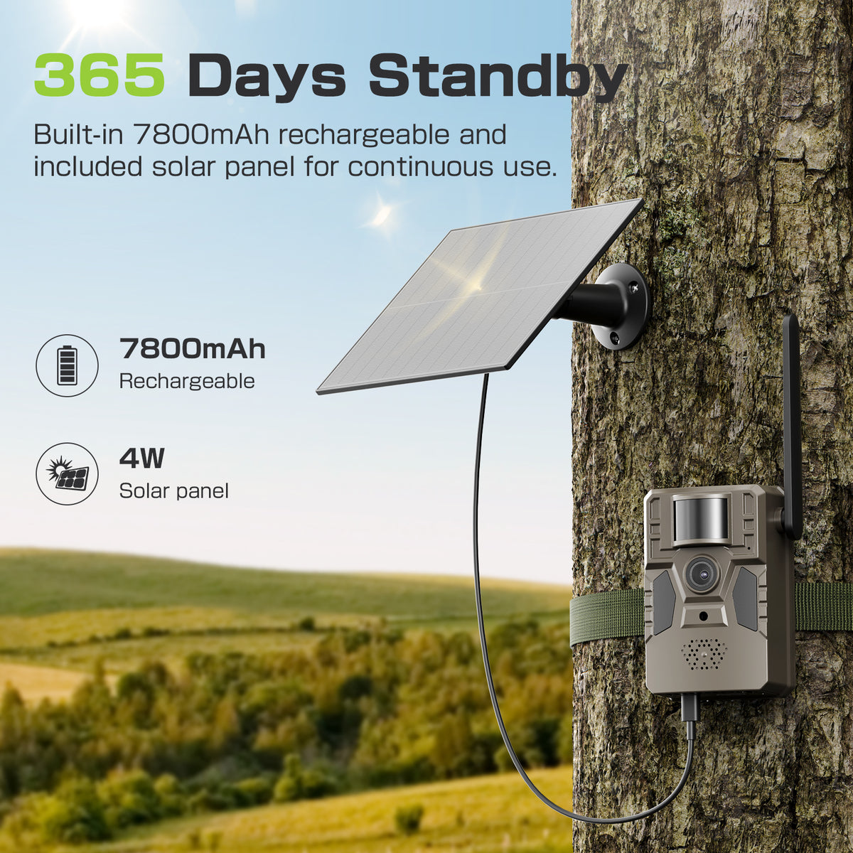 Conico Solar Cellular Trail Camera, 4G LTE Hunting Game Camera with 2k